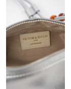 Sac bandouliere en cuir Aina argenté - 26 x12 x5cm