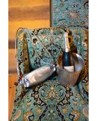 Sac bandouliere en cuir Aina argenté - 26 x12 x5cm