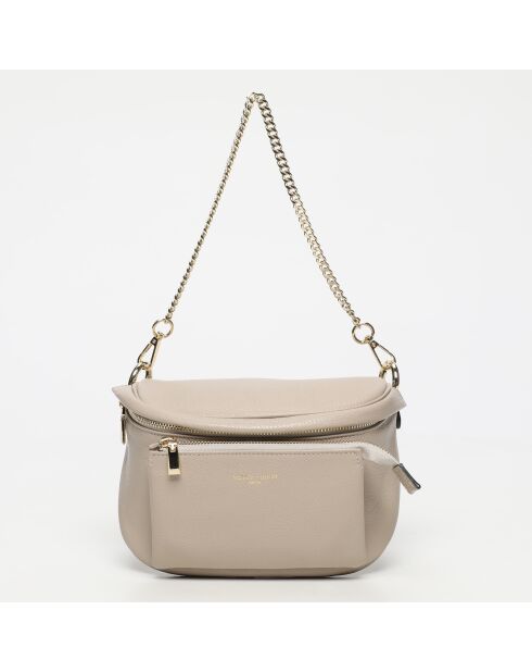 Sac banane en cuir Aly taupe - 21 x13 cm