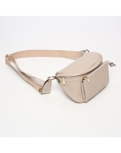 Sac banane en cuir Aly taupe - 21 x13 cm