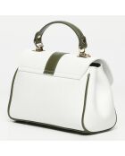 Sac à main en cuir Giverny blanc/ vert bouteille - 26 x18 x10 cm