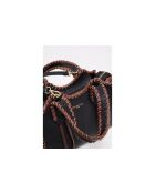 Kamelia zwarte en bruine leren handtas - 20x25x9cm