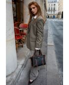 Kamelia zwarte en bruine leren handtas - 20x25x9cm