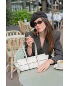 Schultertasche Briana Box aus beigem Leder