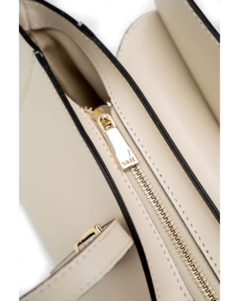 Schultertasche Briana Box aus beigem Leder