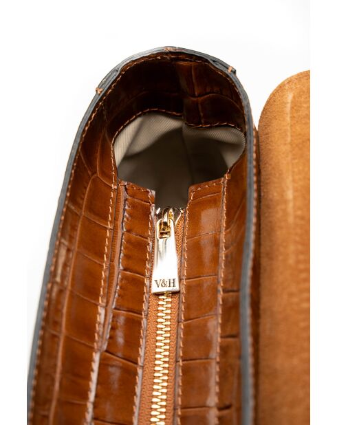 Sonia croco camel leren handtas