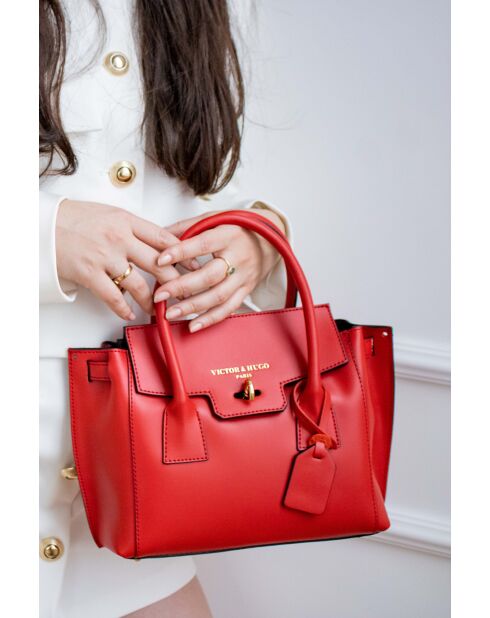 Sac à main en cuir Jany rouge - 25x19x7 cm