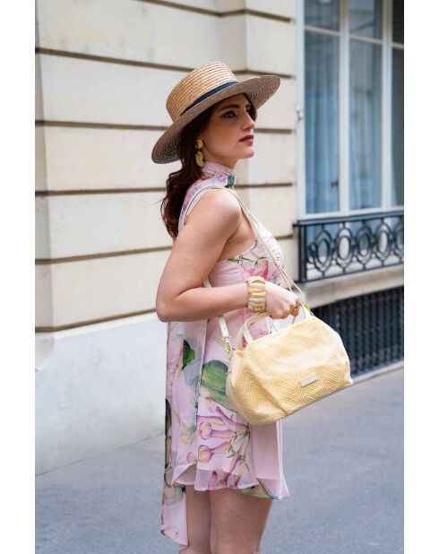 Gebroken witte leren handtas van Tahiti - 25x15x20cm