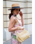 Gebroken witte leren handtas van Tahiti - 25x15x20cm