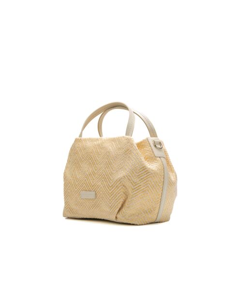 Gebroken witte leren handtas van Tahiti - 25x15x20cm