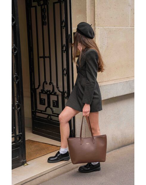 Sac cabas en cuir Cannes moka