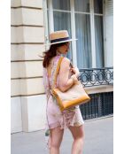 Sac porté épaule en cuir Malaya camel clair - 33 x24 x10cm