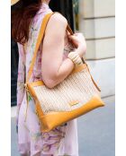 Sac porté épaule en cuir Malaya camel clair - 33 x24 x10cm