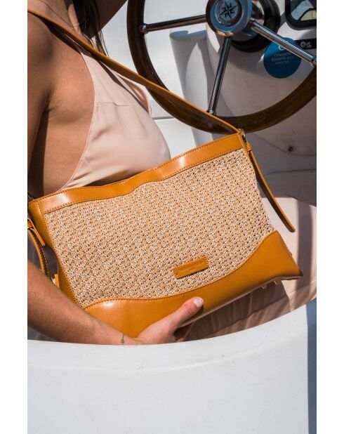 Sac porté épaule en cuir Malaya camel clair - 33 x24 x10cm