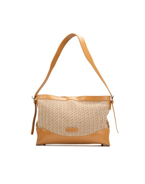 Sac porté épaule en cuir Malaya camel clair - 33 x24 x10cm