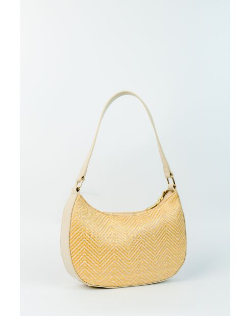 Sac porte epaule en cuir Amara blanc casse - 25 x15 x6cm