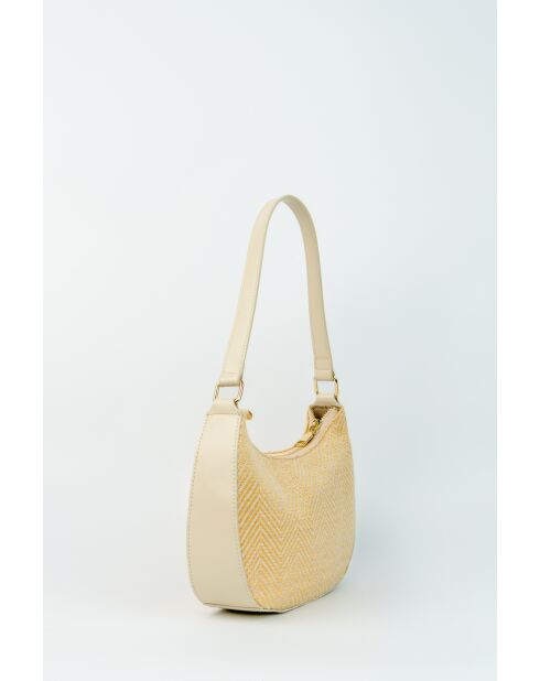 Sac porte epaule en cuir Amara blanc casse - 25 x15 x6cm