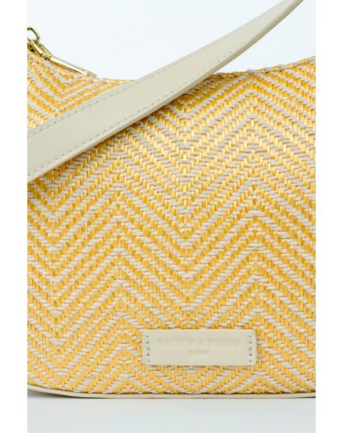 Sac porte epaule en cuir Amara blanc casse - 25 x15 x6cm