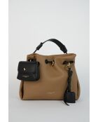 Sac à main en cuir Yera taupe - 26 x21 x13cm