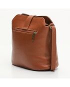 Sac bandouliere en cuir Elise camel - 22x23x13 cm
