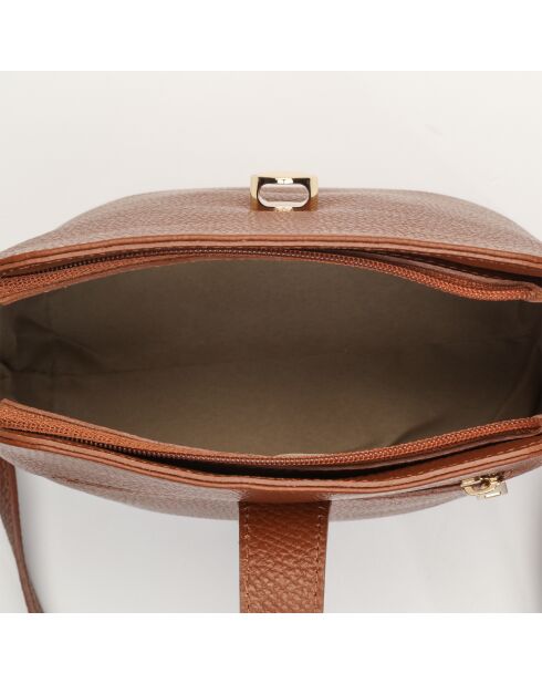 Sac bandouliere en cuir Elise camel - 22x23x13 cm