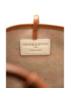 Sac cabas en cuir Solea cognac / multi bleu - 50 x28x18cm