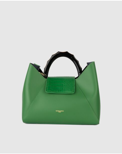 Bolso Ana de piel verde - 35 x27 x13,5 cm