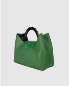 Ana groene leren handtas - 35 x27 x13,5 cm