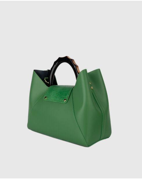 Bolso Ana de piel verde - 35 x27 x13,5 cm
