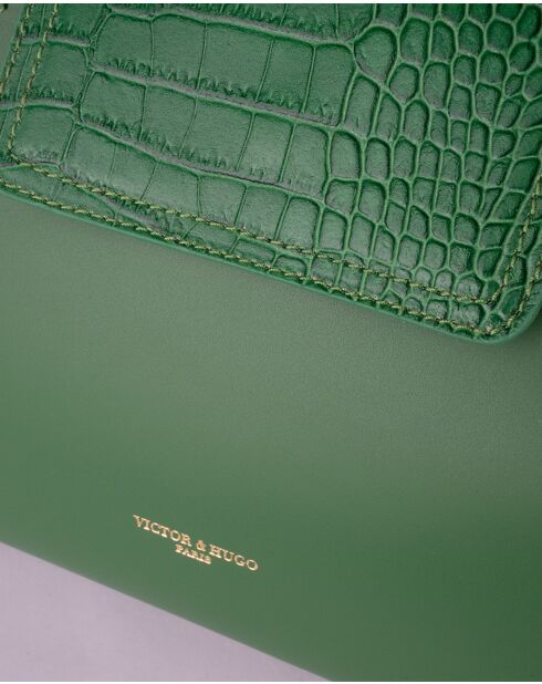 Bolso Ana de piel verde - 35 x27 x13,5 cm