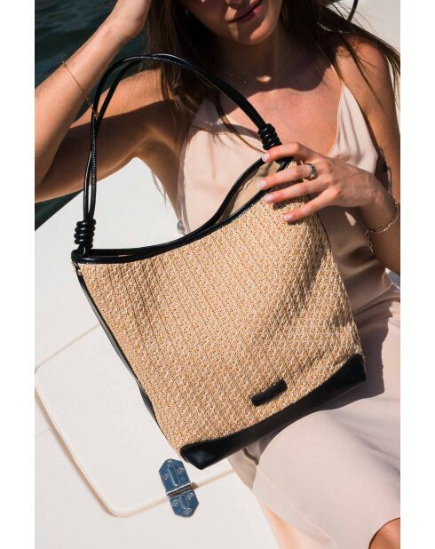 Sac porte epaule en cuir Luzia noir - 26 x34 x15cm