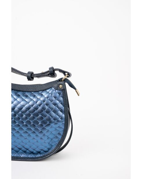 Sac à main en cuir Leana bleu - 14 x27 x7cm