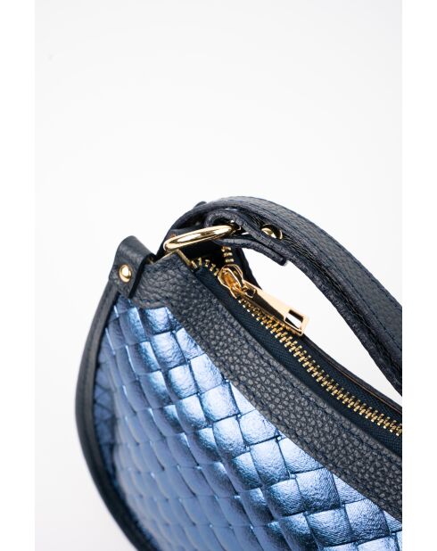 Sac à main en cuir Leana bleu - 14 x27 x7cm