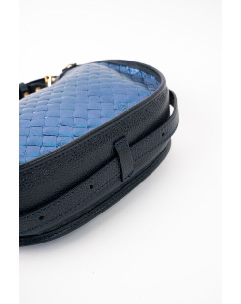 Sac à main en cuir Leana bleu - 14 x27 x7cm