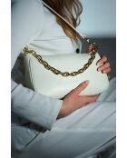 Sac porté épaule en cuir Paola blanc casse - 23 x15 x6 cm