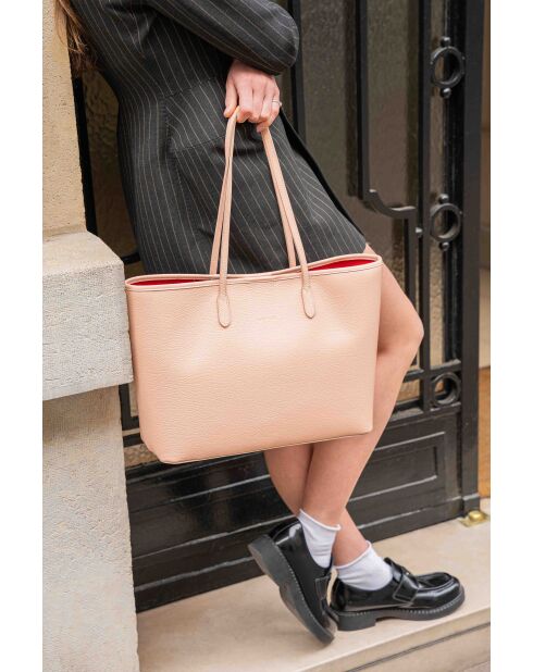 Sac cabas en cuir Cannes rose clair