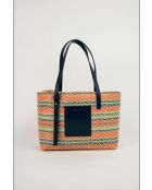 Azura leren draagtas marineblauw/multiblauw - 28 x20 x11 cm