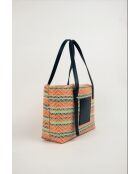 Azura leren draagtas marineblauw/multiblauw - 28 x20 x11 cm