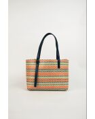 Azura leren draagtas marineblauw/multiblauw - 28 x20 x11 cm