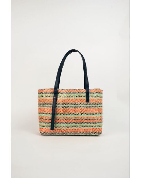 Azura leren draagtas marineblauw/multiblauw - 28 x20 x11 cm