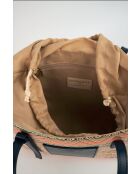 Azura leren draagtas marineblauw/multiblauw - 28 x20 x11 cm