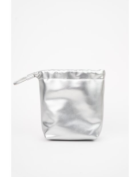 Sac bandouliere en cuir Elva argenté - 12 x17 x8cm