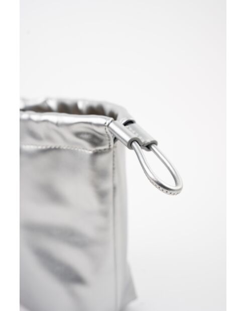 Sac bandouliere en cuir Elva argenté - 12 x17 x8cm