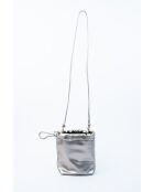 Sac bandouliere en cuir Elva argenté - 12 x17 x8cm