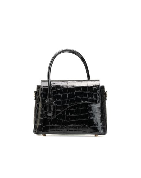 Sonia croco zwarte leren handtas
