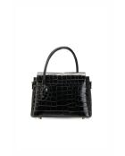 Sonia croco zwarte leren handtas