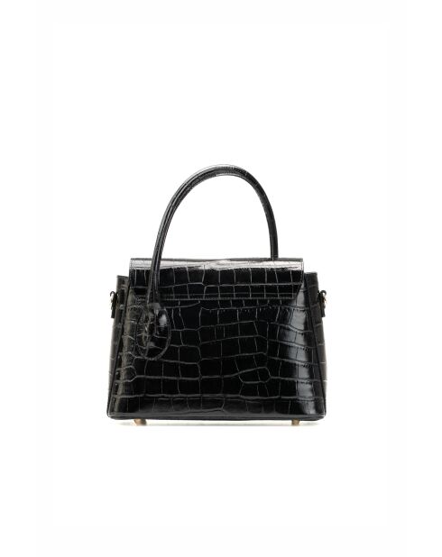 Sonia croco zwarte leren handtas