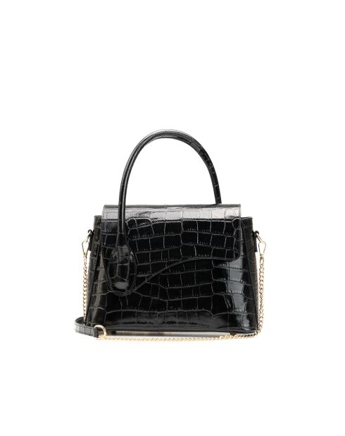 Sonia croco zwarte leren handtas