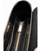 Sonia croco zwarte leren handtas