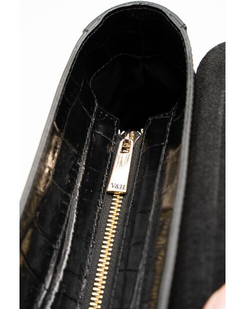 Sonia croco zwarte leren handtas